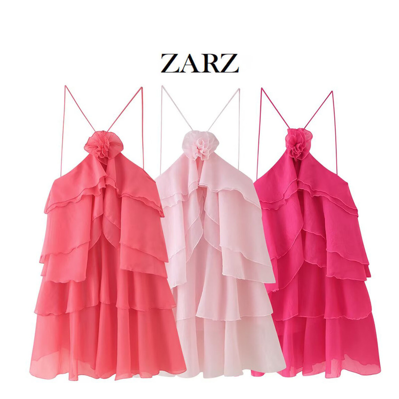 ZARZ自家製ヨーロッパとアメリカンスタイルの新しい女性のファッショナブルでカジュアルな3色の重ねフリルスカート|undefined