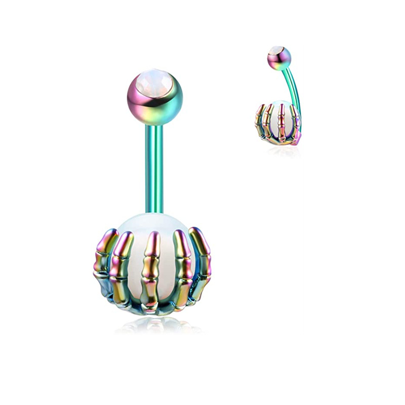 Neu eingetroffen: Totenkopf-Piercing mit Handgriff, runder Bohrer, verschiedene Farben, Bauchnabelpiercing, türkisfarbene Proteinkugel_voghion.com