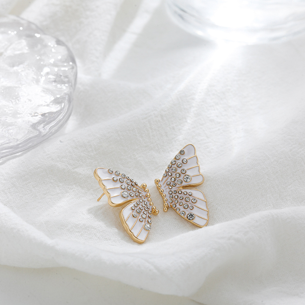 1 Pair Retro Butterfly Alloy Plating Inlay Artificial Diamond Womenu0027S Ear Studs
