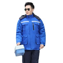 北京棉服冬季防寒可拆卸反光条工服上班加厚保暖外套印花厂家