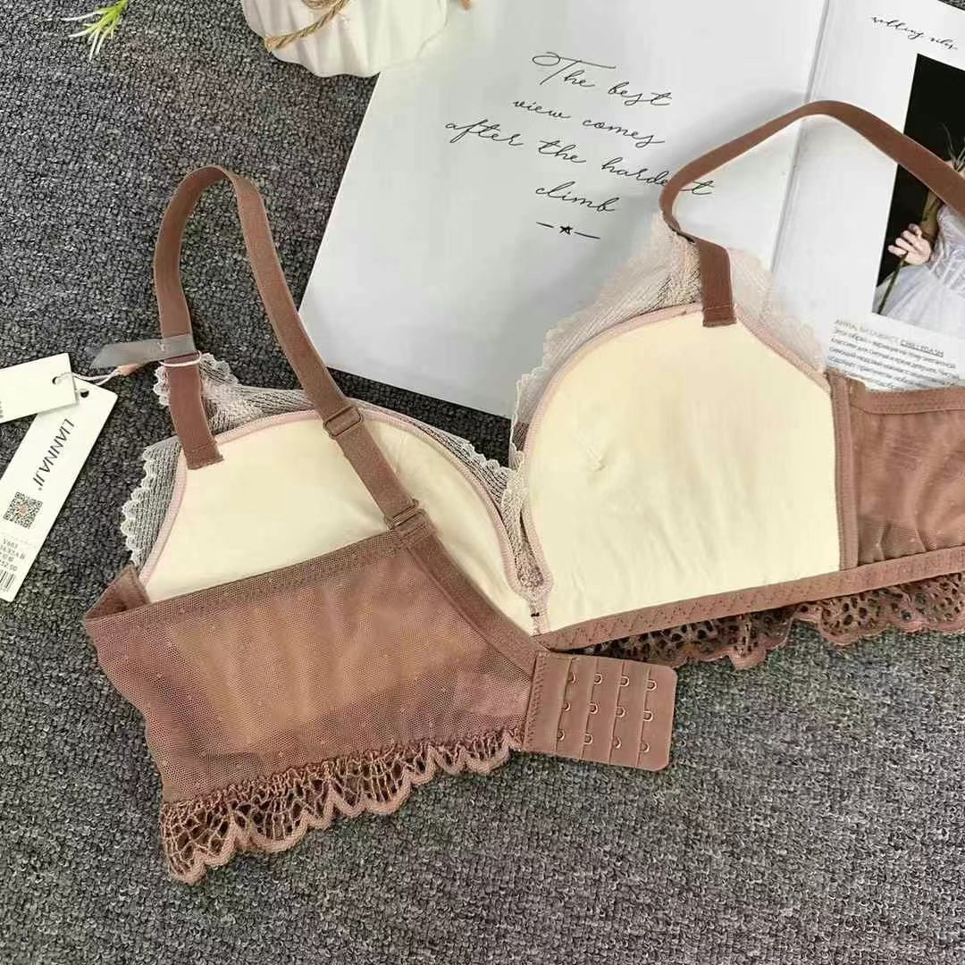 603 # sujetador de encaje sin anillo de acero, colección de leche auxiliar, tipo de ajuste de moda, forma de taza de niña al por mayor