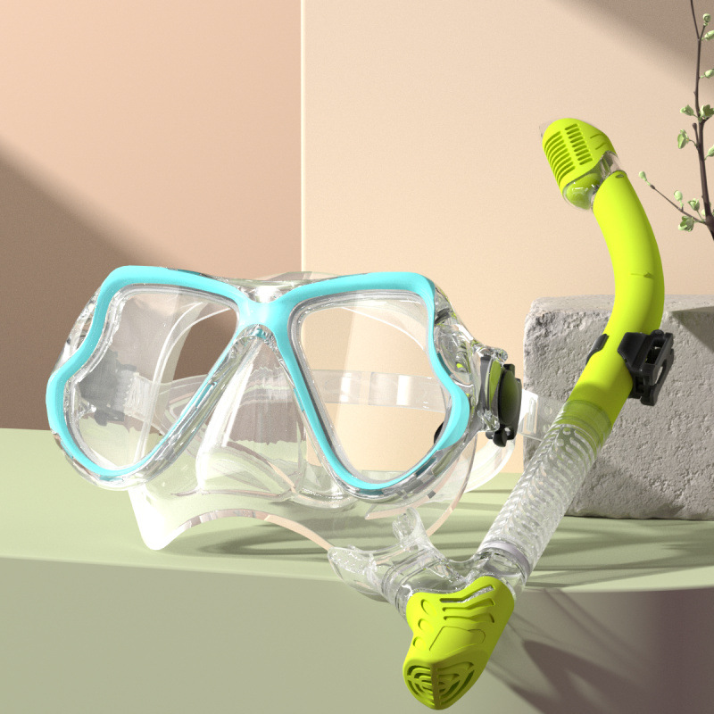 녹색 투명 마스크 + 마우스피스 및 스노클 일체형 [완전 건식]