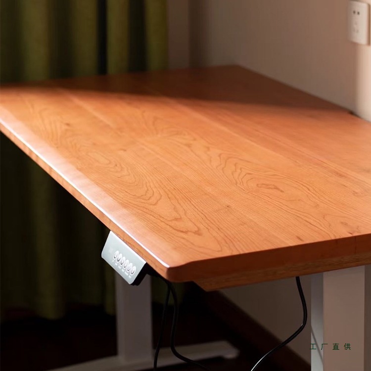 Solid Wood Cherry Wood Electric Lift Table Home Intelligent Adjustment Office Desk Long Living Room Work Study Table Can Be Lifted