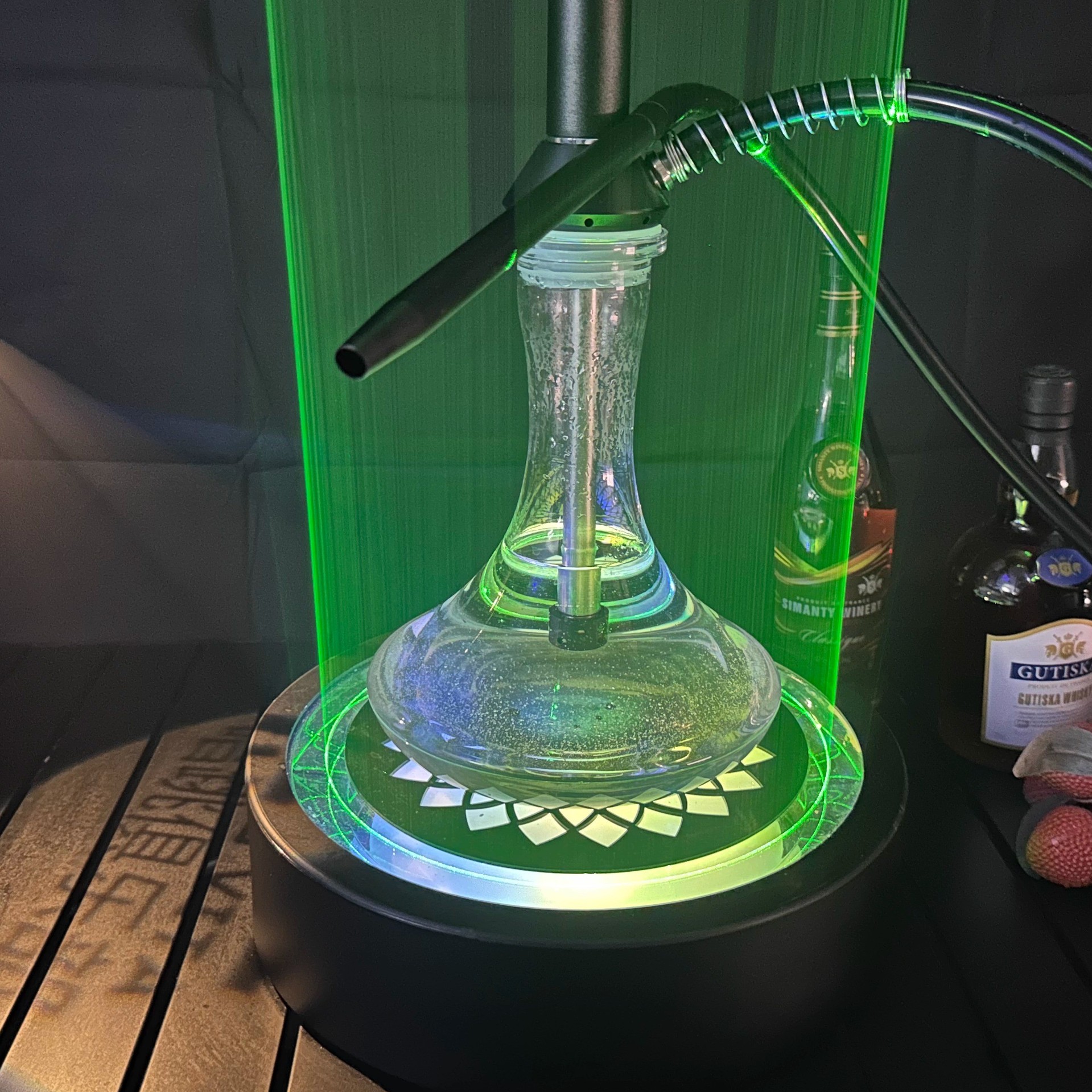工厂水烟货源 阿拉伯水烟激光盘 酒吧用水烟壶七彩光底座水烟配件