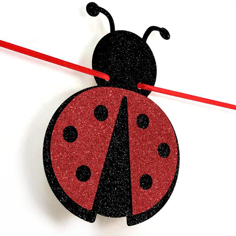 Ladybug tema baby shower party decoración tira banderas banderas de bienvenida de bebés banderas de dibujos animados