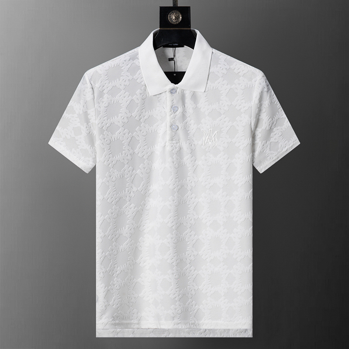 Cross-border versión correcta 26 nuevo polo para hombres color sólido negocios Jacquard casual con solapa de punto manga corta 1
