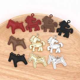 diy合金烤漆磨砂面生肖马耳饰钥匙扣车挂项链手链包包手作配件