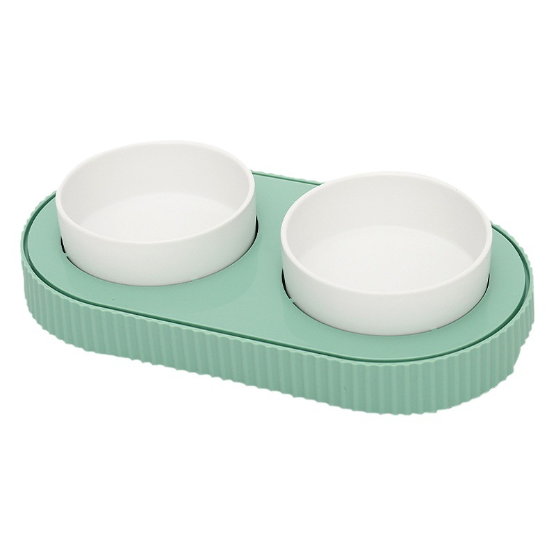 Gato tazón de cerámica doble tazón de gato comida tazón de perro gato tazón de arroz tazón de agua de la columna cervical de protección
