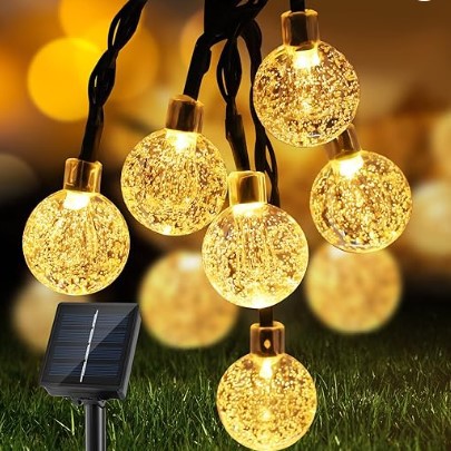 Excelente producto transfronterizo LED luz de bola de burbuja solar cadena de luces decorativas de vacaciones luces de ambiente de patio al por mayor