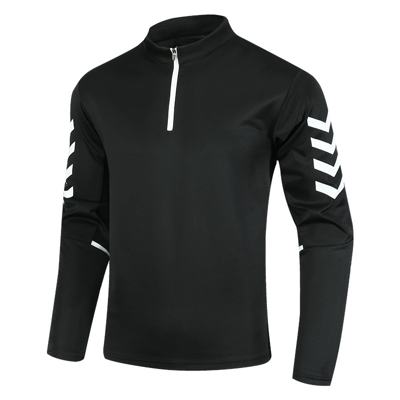 Men's and Women's Running Sports Training Quick-Drying Breathable Stand-Up Collar Half-Zip Striped Solid Color Four-Bar Long-Sleeve Sports Casual Wear