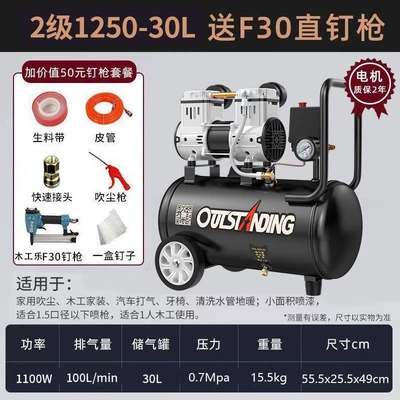 Hava kompressorları — Pump, Woodworking, Spray Painting, Decoration - 1100w-30l-aluminum-comes-with-f30-straight-nail-gun