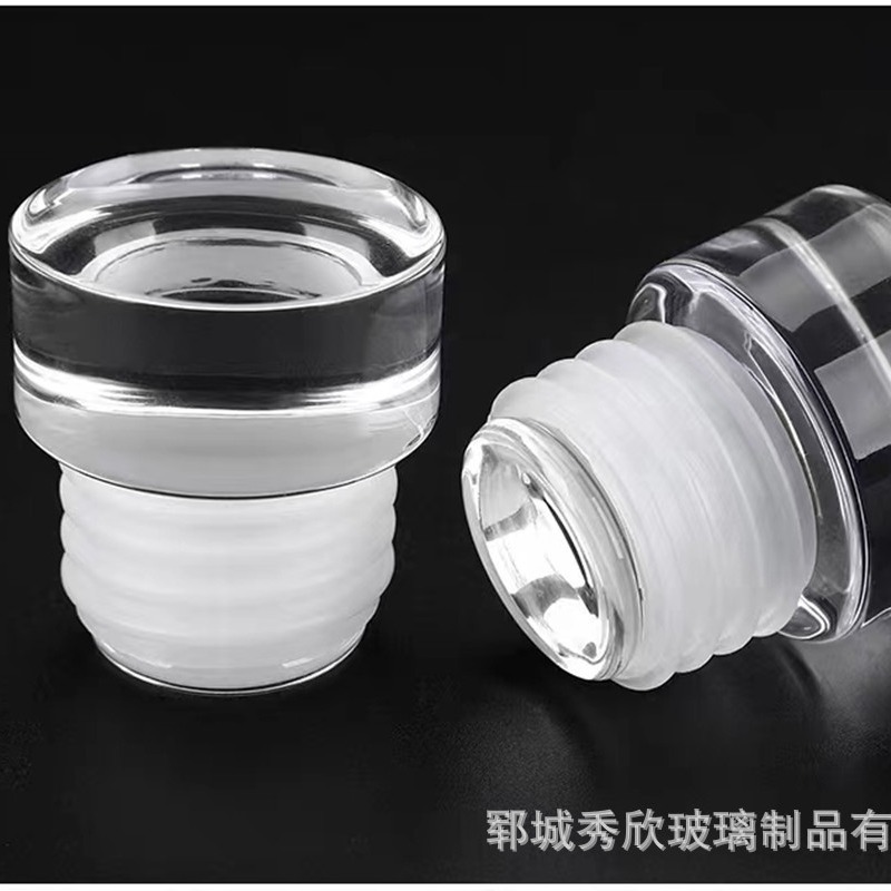 厂家货源现货水晶盖洋酒瓶盖塞子网红时间刻度杯玻璃实心盖子