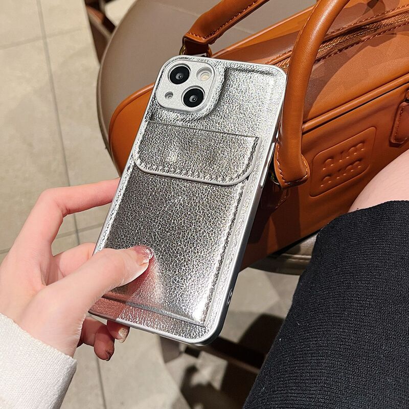 荔枝纹适用苹果17promax手机壳卡包iphone15简约12素皮全包保护套|undefined