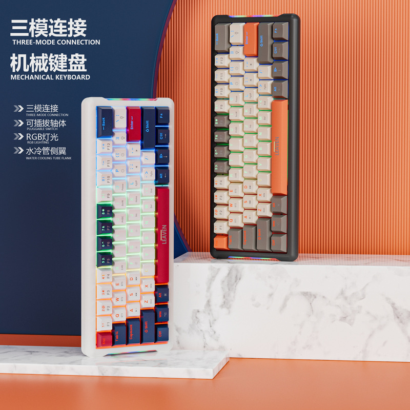 Cracked K610 Bluetooth Keyboard Customized Hot-Swappable Mac E-Sports Game Office Computer Wireless Russian Keyboard