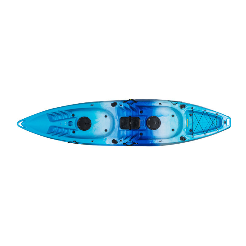 Plastic hard boat thickened three-person leisure boat canoe rowing boat double kayak fishing boat