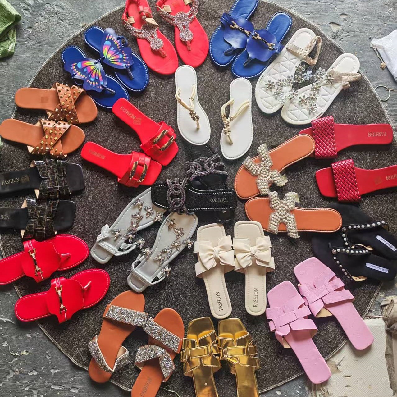 African Flat Sandals with Fasteners New African New Craft Sandals