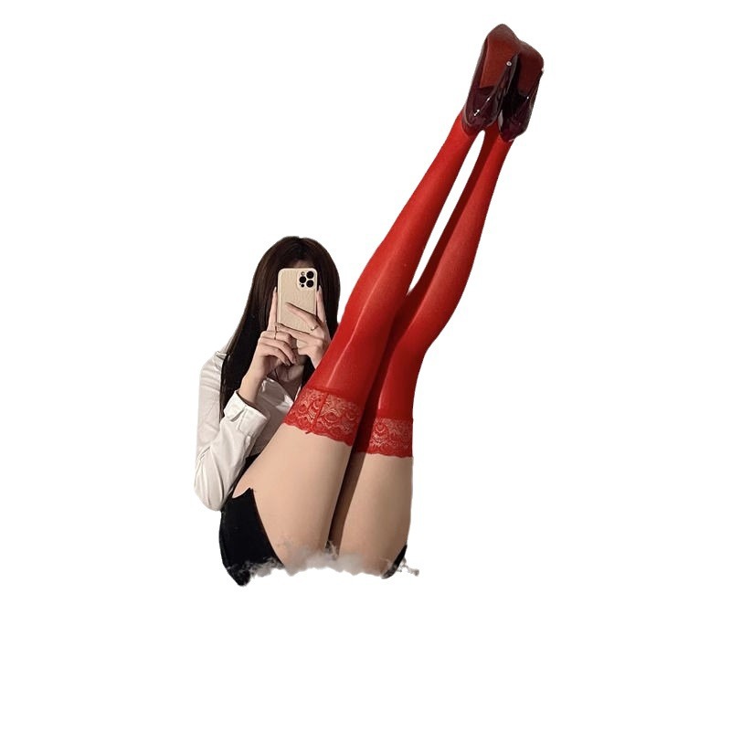 Calcetines de silicona antideslizantes de encaje sobre la rodilla calcetines de muslo aceitosos medias sexy para hombres y mujeres calcetines de pierna de aceite de caballo