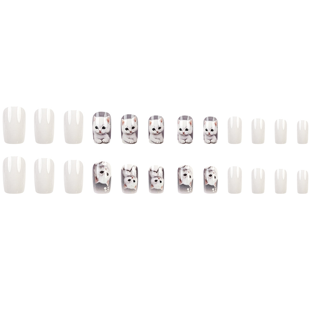 Gato lindo usando manicure comercio exterior ventas calientes nuevo parche de uñas de ballet largo manicure image 6