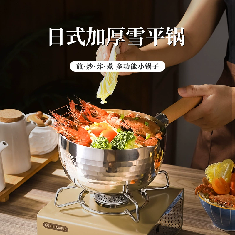 430 фабрика прямых продаж из нержавеющей стали снежный горшок без покрытия молочный горшок дополнительный горшок толстый горшок с лапшой быстрого приготовления японский деревянный суп