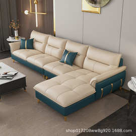 头层牛皮沙发真皮客厅家具组合意式简约皮艺沙发大小户型漆光皮面