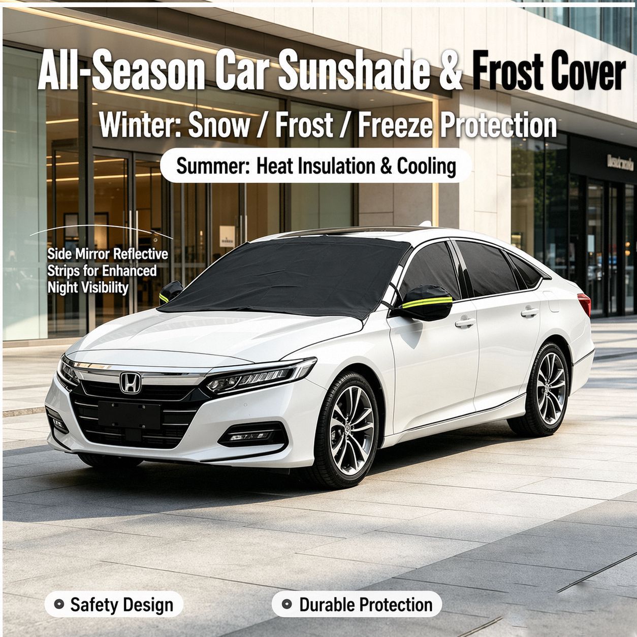 New car snow cover for the front windshield, made of Oxford fabric, enlarged and thickened, waterproof and frost-proof
