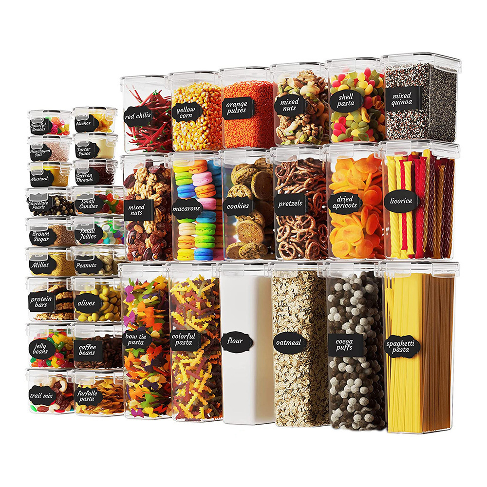 Fabricante suministro directo de 15 piezas de granos de granos tanque de almacenamiento caja de plástico cocina pp grado de almacenamiento sellado caja de almacenamiento a prueba de humedad