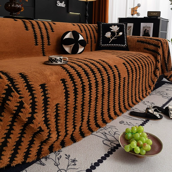 〔✰✰✧✧〕Shu Cotton Velvet Sofa Cover-Orange [Easy machine washable, not easy to fade]〔✰✰✧✧〕