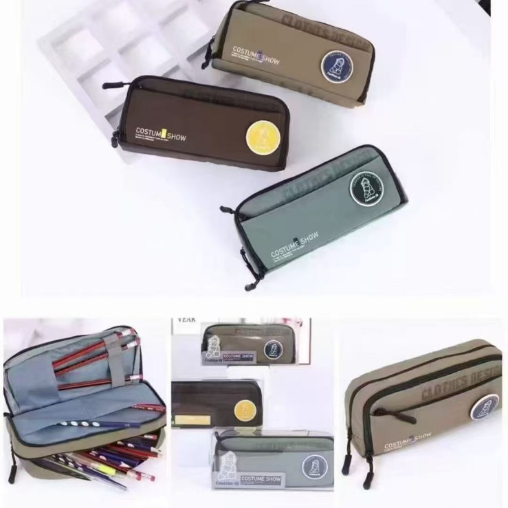 Hermoso sistema de sal doble cuerda de dibujo simple 9 capas bolsas de bolígrafo de gran capacidad estudiantes de primaria inswind caja de papelería de alto valor facial bolsas de papelería