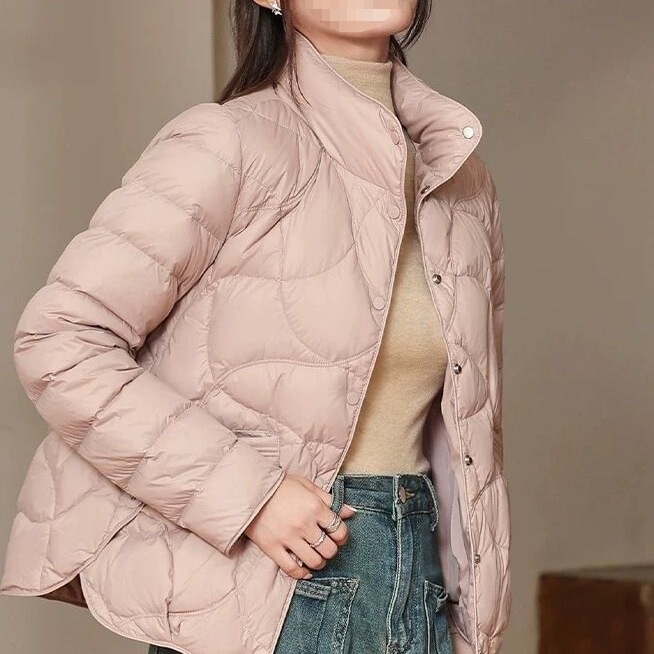Petite Lightweight down Cotton Jacket for Women, Short Style, 2025 Winter New Fashion Casual Stylish Stand Collar Coat Trendy