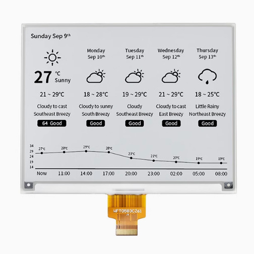 5.83寸黑白电子纸墨水屏epaper快刷局刷SPI接口24PIN低功耗批量