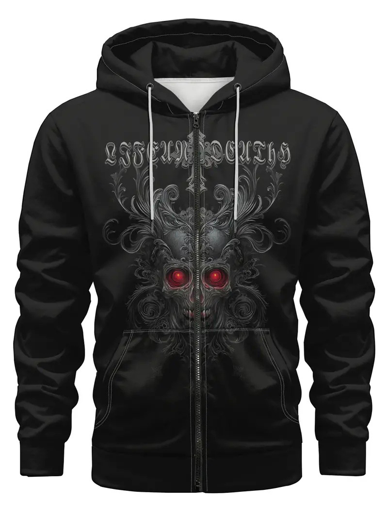 Fábrica al por mayor impresión digital 3D nuevo suéter con capucha chaqueta de suéter de pareja europea y americana serie de calavera MF08