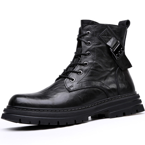 Winter New Martin boots for men. Authentic leather high-top work boots. Trendy retro warm platform boots for men.