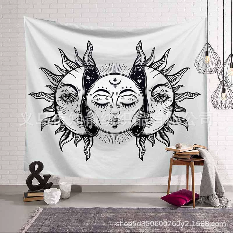 Tapestry solar-powered wall hanging, 95×73–180×230 cm sizes, lightweight decorative cloth with LED lights