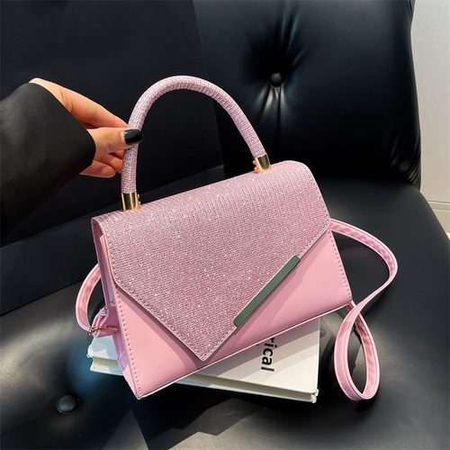 New style bag, women's high-end one-shoulder cross-body bag, women's bag, all-matching handbag, small fresh gold silk embroidered thread, small square bag