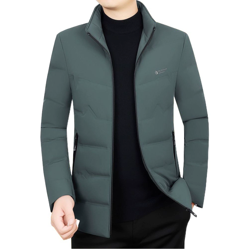 Мужская зимняя куртка 2025 года с воротником-стойкой, на белом утином пуху, для молодых и зрелых мужчин, утолщенная, теплая, повседневная, высококачественная.