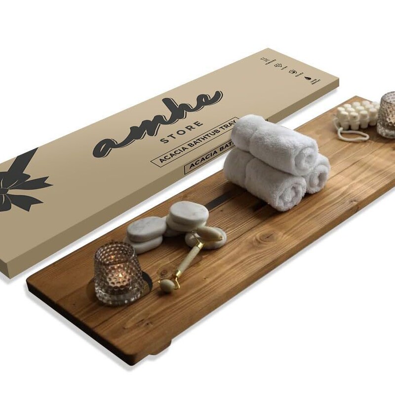 Luxurious and Rustic Acacia Wood, Durable and Waterproof, Simple Bathroom Phone and Tablet Storage Rack with Unique Natural Texture Luxurious and Rustic Acacia Wood, Durable and Waterproof, Simple Bathroom Phone and Tablet Storage Rack with Unique Natural Texture