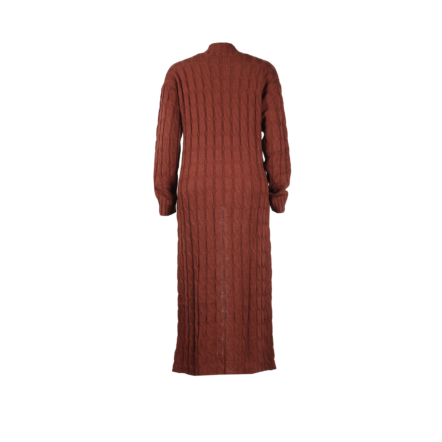 Damen Strickjacke Lang Aus Grobstrick In Unifarben Wintermantel_voghion.com