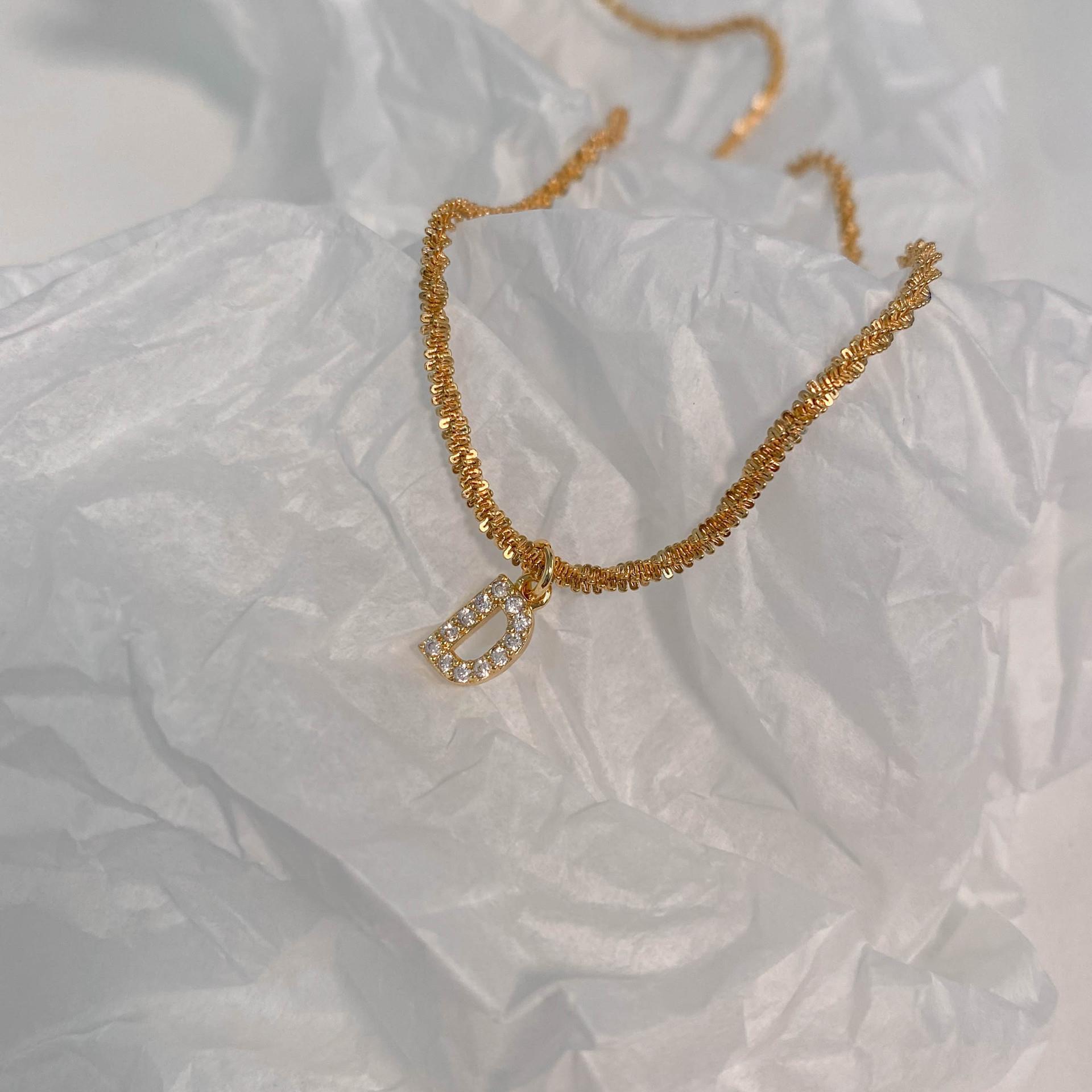 10g Weight Zircon Inlay Material Pendant Necklace Classification 1 Piece Quantity Holiday, Daily Occasion Titanium Steel Material Letter Pattern Women's Gender Plating, Inlay Design Simple Style, Classic Style Style Simple Style Classic Style Letter Titanium Steel Plating Inlay Zircon Pendant Necklace 28