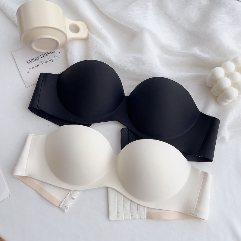 Strapless Bra for Women with Small Breasts, Push-Up Support to Make the Breasts Look Bigger, Seamless Glossy Rimless Wedding Dress, Sexy Small Giant Egg Bra