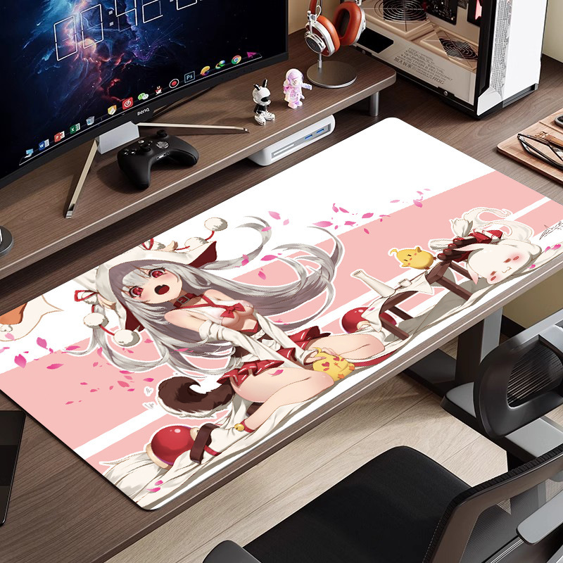 黒と白のアニメマウスパッド特大シンプルな二次元eスポーツボーイズコンピュータデスクパッド大型キーボードパッド|undefined