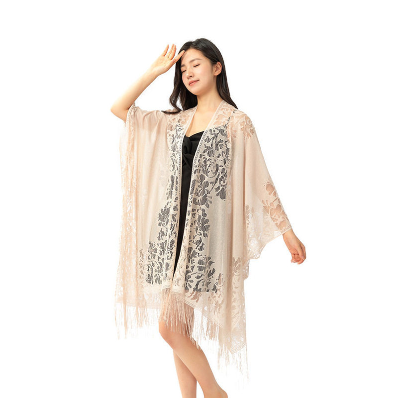 A Stylish and Trendy Summer Cape with a Net Yarn Overlay, Suitable for Pairing with a Dress, a Small Shawl, a Knitted Cardigan, or a Thin Jacket A Stylish and Trendy Summer Cape with a Net Yarn Overlay, Suitable for Pairing with a Dress, a Small Shawl, a Knitted Cardigan, or a Thin Jacket