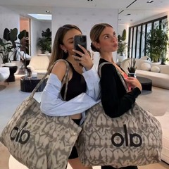 alo帆布托特包欧美复古时尚百搭高级感瑜伽购物大容量单肩托特包