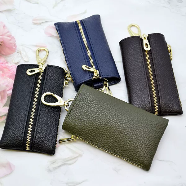 Korean Style Genuine Leather Key Bag Small Coin Purse First Layer Cowhide Multi-Purpose Zipper Key Bag Card Bag Factory Wholesale