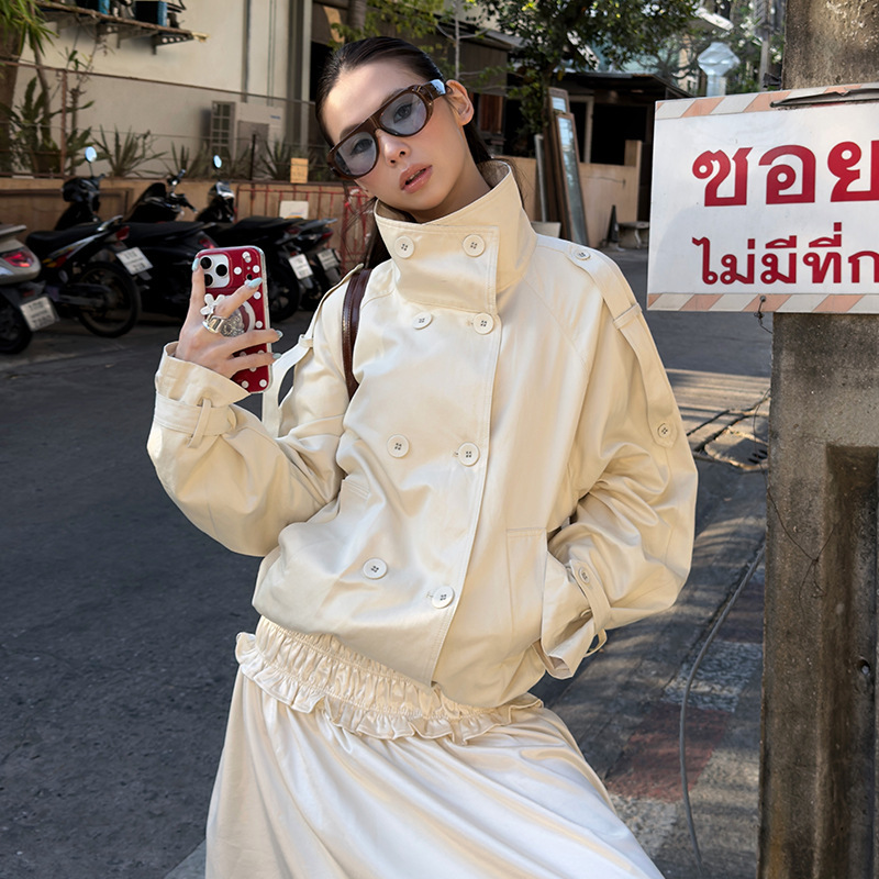 "1.14 New Spring/Summer Products" Mmfish Double-Breasted Stand-Collar Trench Coat Jacket 26W006