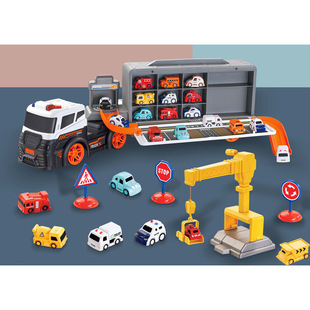 Foreign Trade Toys Children's Pull-Back City Construction Team Boys' Pull-Back Car Airplane Set Simulation Fire Engineering Vehicle