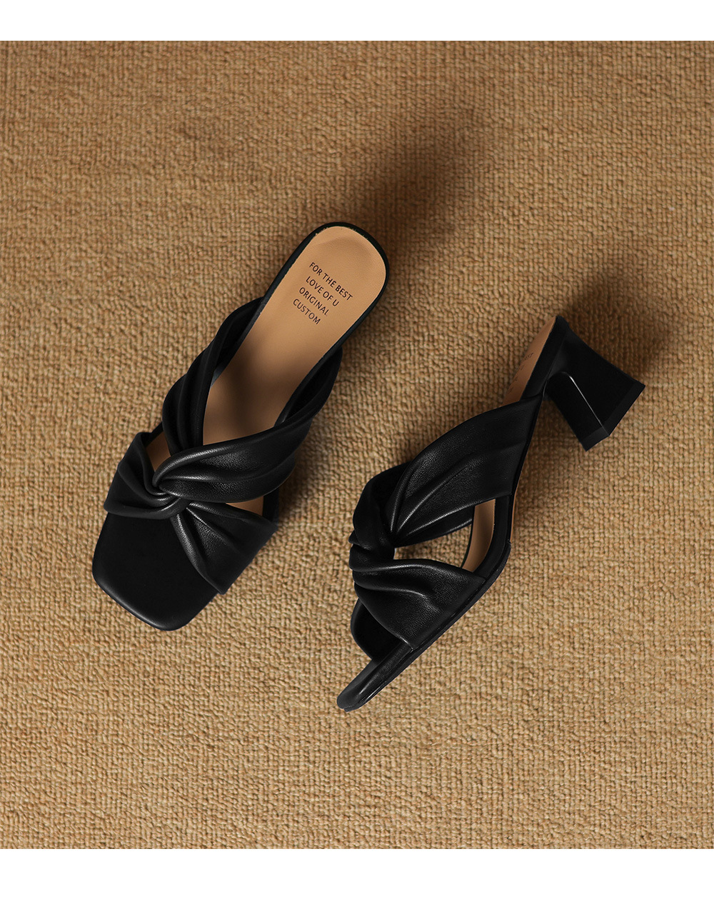 Sandal cao gót nữ quai ngang gót 5 cm phong cách cổ điển — đen chi tiết 17