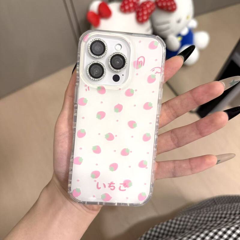 Strawberry-themed phone case for Samsung S23 FE, S26 Ultra, S24 Plus, and S21; also available for Apple 17 Pro Max
