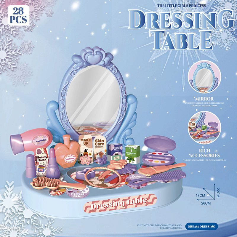 Mesa de maquillaje de casa de juegos transfronteriza simulación princesa niña tocador para niños joyería decoración conjunto de juguetes al por mayor