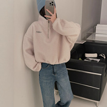 Celin冬季新款羊羔毛保暖卫衣外套女时尚短款收腰显瘦外穿上衣潮