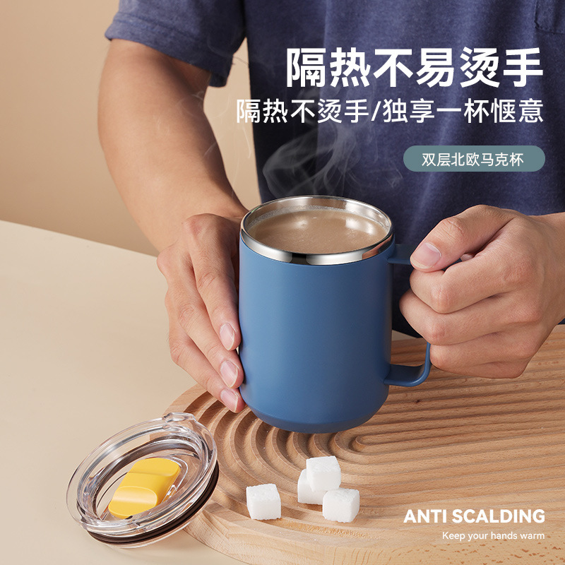 304 Logotipo de acero inoxidable taza Oficina taza con tapa mango café práctico vaca regalo ins estilo creativo